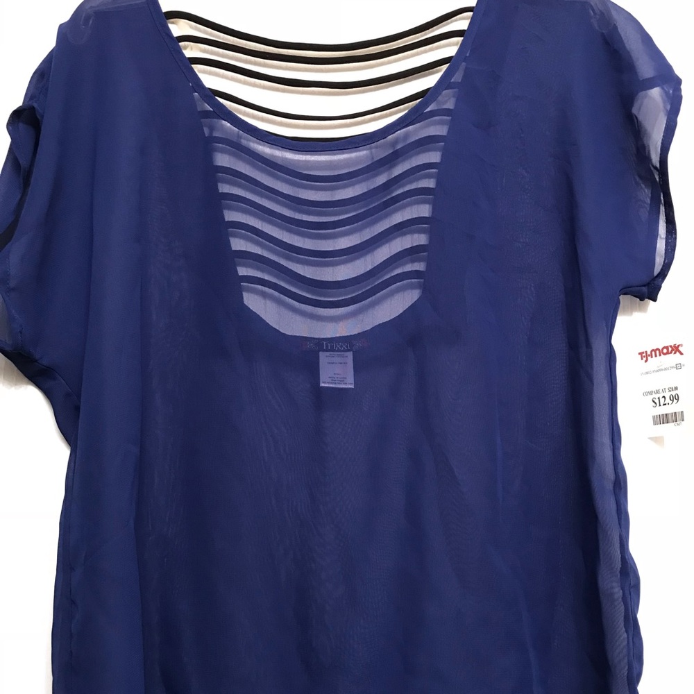 Sheer Top with semi open back NWT